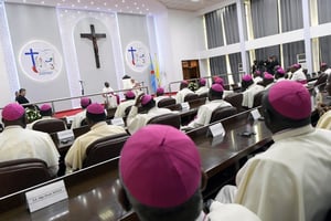 Dans leur discours, les évêques ont paraphrasé le pape François, qui s’est rendu en RDC à la fin de janvier. © Vatican Media / CPP / HANS LUCAS / Hans Lucas via AFP.