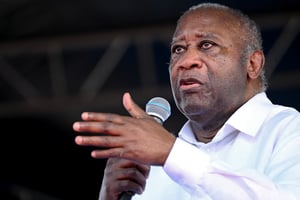 L’ancien président ivoirien et président du PPA-CI, Laurent Gbagbo, lors d’une cérémonie à Yopougon, un quartier populaire d’Abidjan, le 31 mars 2023. © Sia Kambou / AFP