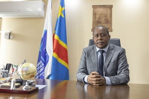 Denis Kadima, le président de la Commission électorale nationale indépendante (Ceni), le 10 mars 2023 à Kinshasa. © Arsène Mpiana pour JA