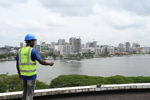 Vue générale du Plateau, le quartier d’affaires d’Abidjan, le 15 avril 2023. This general view shows the Plateau, the business district of Abidjan on April 15, 2023. 

© Issouf SANOGO/AFP
