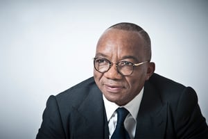 Le président du Groupement inter-patronal du Cameroun (Gicam), Célestin Tawamba, en janvier 2020 à Paris. © Vincent Fournier/JA