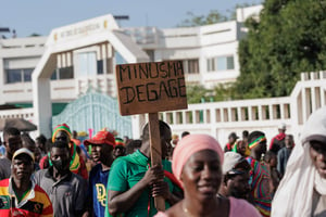 Lors d’une manifestation à Bamako, au Mali, le 22 septembre 2022. © OUSMANE MAKAVELI / AFP