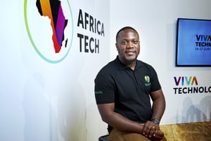 Jean Lobe Lobe, fondateur de la start-up Waspito,  gagnante des AfricaTech Awards 2023 dans la catégorie Fintech, Vivatech, à Paris, le 15 juin 2023. © Bruno Lévy pour JA