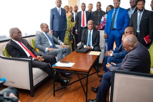 Les opposants Martin Fayulu, Matata Mponyo, Delly Sessanga et le camp de Moïse Katumbi ont rencontré le président de la Ceni, Denis Kadima, à Kinshasa le 30 juin 2023. © DR