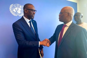 Abdoulaye Diop, ministre malien des Affaires étrangères, avec El Ghassim Wane, chef de la Minusma, à New York, le 10 juin 2022. © Facebook ONU