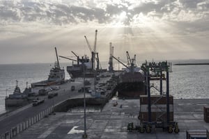 Vue générale du port autonome de Nouakchott, le 22 mars 2023. © MARCO LONGARI/AFP