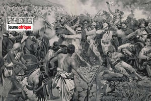 Les Italiens se lancent dans la bataille d’Adoua, malgré un rapport de force très défavorable. Ils perdront au moins 6 000 hommes. © Montage JA ; Mary Evans Picture Library/SIPA