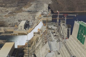Une vue du barrage de la Renaissance, le 19 février 2022. © Minasse Wondimu Hailu/Anadolu Agency via AFP
