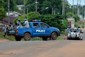 La police ivoirienne à Beoumi, le 18 mai 2019. © SIA KAMBOU/AFP