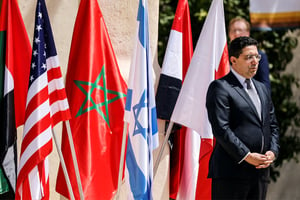 Le ministre des Affaires étrangères marocain, Nasser Bourita, à Sde Boker, en Israël, le 28 mars 2022. © Amir Cohen/Reuters