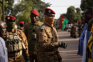 Le capitaine Ibrahim Traoré, président de la transition au Burkina Faso, en janvier 2022 à Ouagadougou. © OLYMPIA DE MAISMONT / AFP.