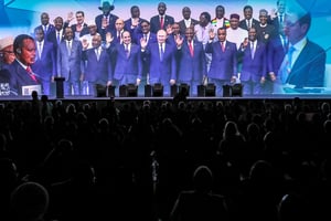 Session plénière du deuxième sommet Russie-Afrique à Saint-Pétersbourg, le 27 juillet 2023. © AFP PHOTO / TASS HOST PHOTO AGENCY / VALERY SHARIFULIN