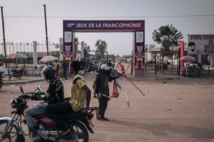 L’une des installations des neuvièmes Jeux de la francophonie, à Kinshasa, le 25 juillet 2023. © Photo by ALEXIS HUGUET / AFP