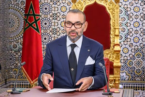 Mohammed VI lors de son discours à l’occasion de la Fête du Trône, le 29 juillet 2023. © MAP