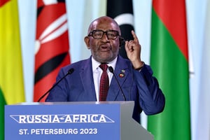 Le président comorien Azali Assoumani, lors du sommet Russie-Afrique de Saint-Pétersbourg. © Valery Sharifulin/TASS via REUTERS