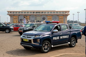 Des véhicules de la police ivoirienne, à Yamoussoukro, le 8 février 2023. © Cyrille Bah/Anadolu Agency/AFP