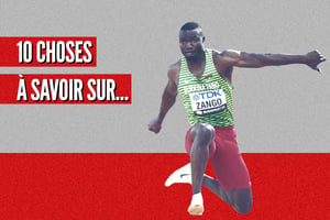 Le champion d’athlétisme burkinabè Hugues Zango. © Montage JA ; Sipa