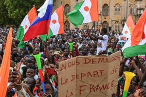 Manifestation de partisans du CNSP, place de la Concertation à Niamey, le 20 août 2023. © AFP
