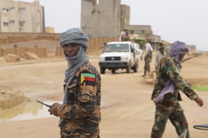 Des combattants de la  la Coordination des mouvements de l’Azawad, à Kidal, au Mali, en août 2022. © SOULEYMANE AG ANARA / AFP.