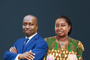 Jean-Louis Moulot, maire de Grand-Bassam depuis 2018, et Linda Diplo, candidate à sa succession. © Montage JA : Joes Dongui/CC BY-SA 4.0 ; Linkedin