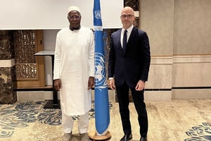 Nicola Orlando (à dr.) avec Abdoulaye Bathily, représentant spécial du secrétaire général de l’ONU en Libye © Nicola Orlando/Twitter
