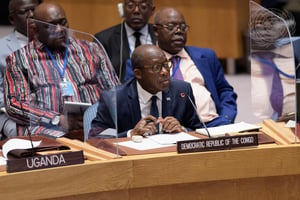 Christophe Lutundula, ministre des Affaires étrangères de la RDC, devant le Conseil de sécurité de l’ONU. © UN Photo/Manuel Elías