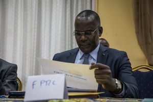 Abdoulaye Hissène, l’un des chefs du groupe armé FPRC (Front populaire pour la renaissance de la République centrafricaine) à Bangui, le 23 août 2019. © AFP / Florent Vergnes
