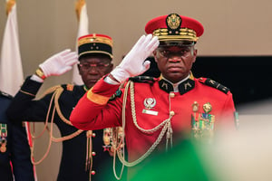 Le général Brice Oligui Nguema lors de son investiture en tant que président par intérim du Gabon, le 4 septembre 2023. © AFP