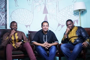 Les cofondateurs d’Anka : Abdoul Kadry Diallo, Luc Perrussault Diallo et Moulaye Tabouré. © Afrikrea