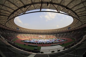 Le stade d’Olembe, à Yaoundé, a accueilli la Coupe d’Afrique des nations en 2022. © THAIER AL-SUDANI/REUTERS.