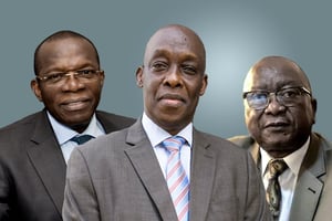 De g. à dr. : Ibrahima Kassory Fofana, Mohamed Diané et Oyé Guilavogui. © Montage JA – Youri Lenquete pour JA – DR