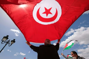 Manifestation anti-israélienne à Tunis, le 11 mai 2021. © Noureddine Ahmed/Shutterstock/SIPA