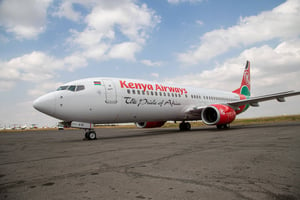 Un avion de Kenya Airways au siège de la compagnie à Nairobi, le 13 juin 2023. © SOPA Images/SIPA