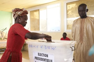Élections présidentielles sénégalaises dans un bureau de vote à Thiès, le 24 février 2019. © MICHELE CATTANI/AFP