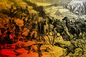 Massacre de la mission Flatters par les Touareg, à Bir El Gharama, en Algérie, le 16 février 1881. © Montage JA; Roger-Viollet