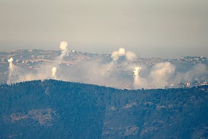 Frontière avec le sud du Liban lors d’un bombardement israélien, le 18 janvier 2024. © jalaa marey / AFP