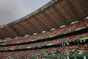 Au stade Alassane-Ouattara d’Ebimpé, lors de la rencontre entre le Nigeria et la Côte d’Ivoire, le 18 janvier 2024. © FRANCK FIFE / AFP