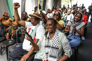 L’ANC avait organisé le 26 janvier 2024 un rassemblent pour regarder l’arrêt rendu par la Cour internationale de Justice (CIJ) dans l’affaire contre Israël intentée par l’Afrique du Sud. © GIANLUIGI GUERCIA / AFP