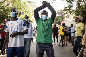 Des manifestants à Dakar, le 5 février 2024. © Photo by JOHN WESSELS / AFP