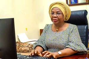Brigitte Kafui Adjamagbo-Johnson, secrétaire générale de la Convention démocratique des peuples africain, dans son bureau à Lomé, Togo, le 13 février 2024. © Innocent KETEMEPI pour JA