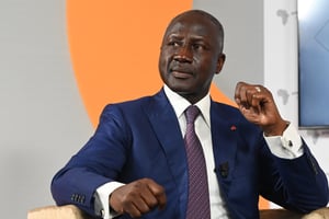 Adama Bictogo, le président de l’Assemblée nationale ivoirienne, à Abidjan, le 2 juin 2023. © Issouf SANOGO pour JA