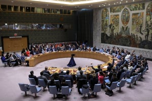 Réunion du Conseil de sécurité sur une résolution pour un cessez-le-feu immédiat à Gaza au siège de l’ONU à New York, le 25 mars 2024. © REUTERS/Andrew Kelly