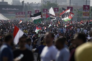 Manifestation de soutien à la Palestine au Caire, le 20 octobre 2023. © ZIAD AHMED/NurPhoto via AFP
