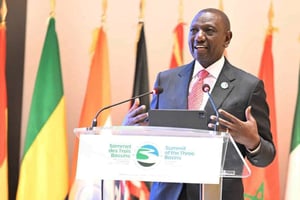 Le président kenyan William Ruto au Sommet des trois bassins à Brazzaville, le 28 octobre 2023. © Three Basins Summit