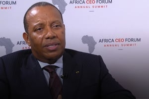 Patrice Trovoada, Premier ministre de São Tomé-et-Príncipe, lors de l’Africa CEO Forum 2024, à Kigali, le 17 mai 2024. © JA