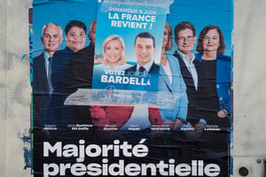 Affiches de campagne pour les élections européennes. © Mathieu Thomasset / Hans Lucas AFP