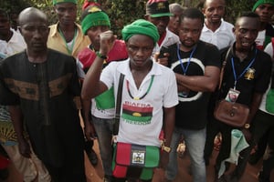 Membres du mouvement séparatiste du Biafra rassemblés à Umuahia, 28 mai 2017. © Lekan Oyekanmi/AP/SIPA