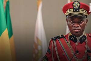 Brice Clotaire Oligui Nguema, lors de son investiture, le 4 septembre 2023, à Libreville. © AFP