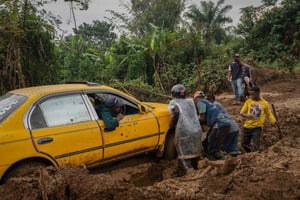 A Kamituga dans la province du Sud Kivu l’une des localités les plus durement touchées par l’épidémie, le 22 septembre 2024. © Glody MURHABAZI /AFP