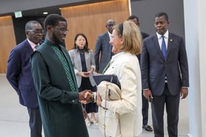 Le président sénégalais, Bassirou Diomaye Faye, dans les locaux de Nvidia à Santa Clara (Californie), le 27 septembre. © Présidence du Sénégal/X
